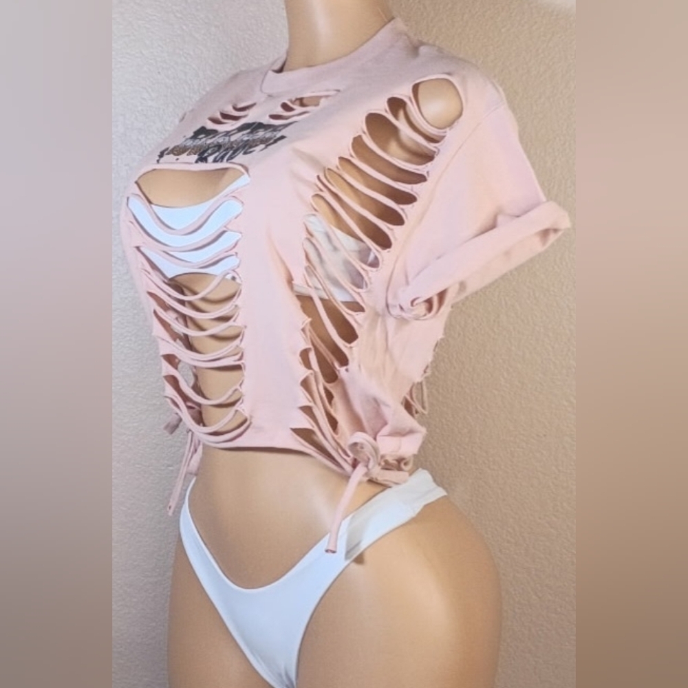 Edgy Pink Custom Betty Boop Graphic Crop Top - Picture 4 of 7